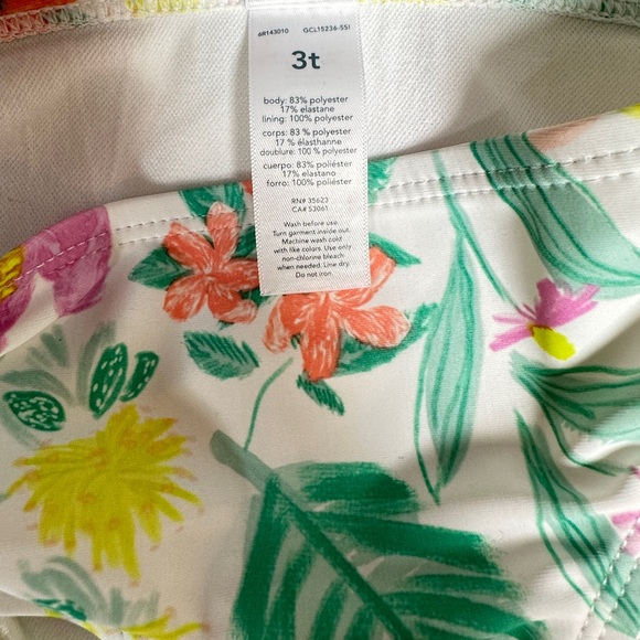 Carter’s Toddler Girl Long-Sleeve Rashguard Set Multicolor Swimsuit Size 3T - Picture 6 of 6